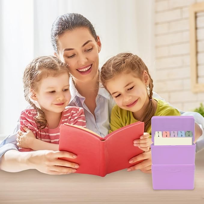 H4D 3x5 Index Card Holder with 100 Heavyweight Ruled Index Cards and 25 Plastic Dividers, Light Purple