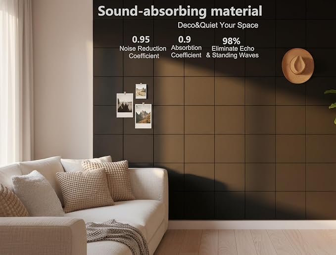 G Gamit Large Felt Wall Tiles Bulletin Board,Large Cork Board Alternative with 30 Pushpins,8-Pack Felt Pin Board with 56 Safe Removable Adhesive Tabs for Home Office School (Black)