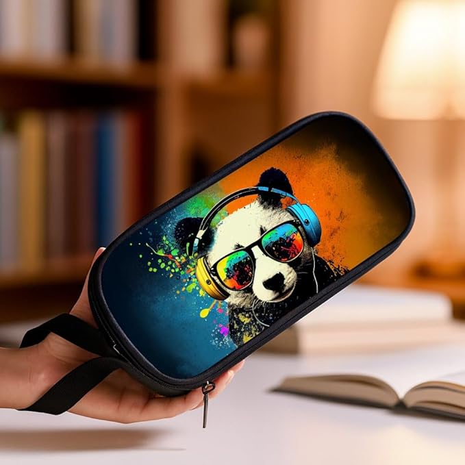 HiGaits Pencil Case for Boys,Multi-Slot Large Capacity Pencil Pouch with Soft Zipper, Durable Pen Box Panda