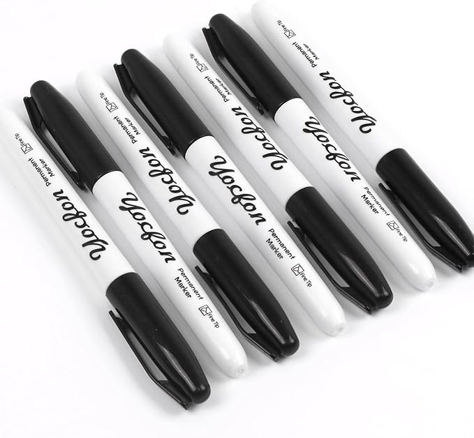 Yocfon Permanent Markers, 72 Count Black Permanent Markers Set, Fine Tip, Waterproof Markers, Works On Plastic, Wood, Stone And Metal For Doodling, Marking