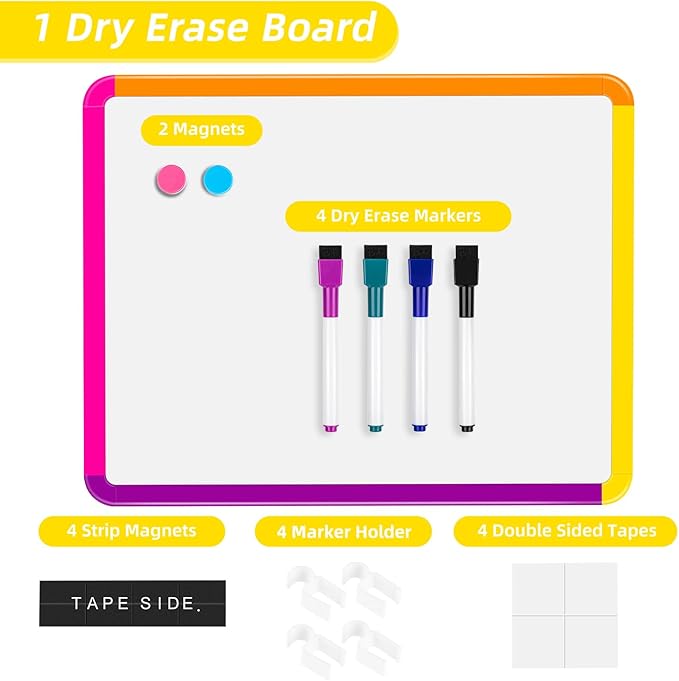 VUSIGN Small White Board Dry Erase, 11''x14'' Magnetic Dry Erase Board, Mini Whiteboard with Markers for Students, Fridge, Wall, Locker