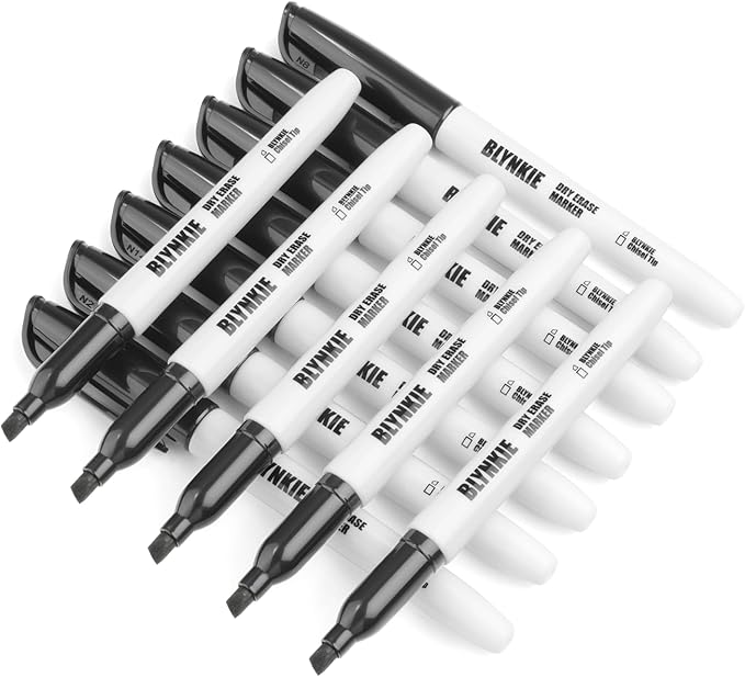 Blynkie Dry Erase Markers Bulk Pack of 102 Chisel Tip Black Whiteboard Markers, Low Odor Suitable for School Office and Home