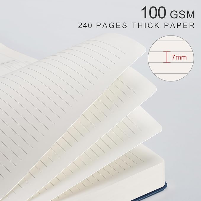 EMSHOI Meeting Notebook for Work with Sticky Tabs - 240 Pages, A4 Size Project Planner, PU Leather Meeting Agenda/Minutes Organizer for Women Men, Note Taking, Office & Business, 8.3"x11.7", Blue