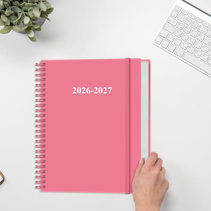 2026-2027 Planner - 18 Months Weekly & Monthly Planner from January 2026 - June 2027, Academic Planners 2026-2027 with Elastic Closure, Inner Pocket, 8.5" x 11", Pink
