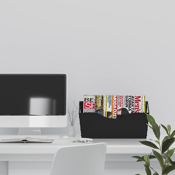 3 Pockets Magnetic File Holder for File Cabinets, Refrigerator, Whiteboard, Magnetic Paper Organizer, Magnetic Mail or Folder Holder,Magnetic Magazine Rack,Wall Mount Hanging Mail Organizer (black)