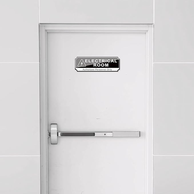 Electrical Room Door Sign for Business,Self-Adhesive Durable Modern Electrical Closet Room Sticker for Home, UV and Weather Resistant Authorized Personnel Only Signs for Business ,Workplace