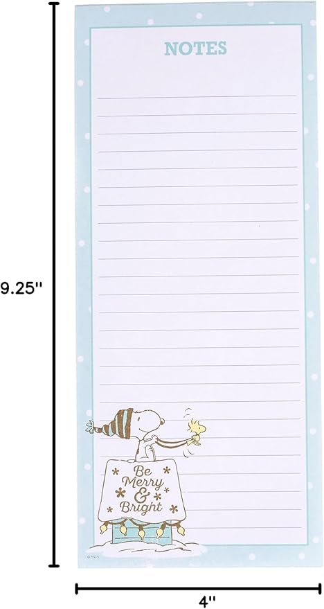 Graphique Merry Snoopy Holiday Magnetic Notepad | 100 Tear-Away Sheets | Grocery, Shopping, To-Do List | Writing Pad for Fridge, Kitchen, Office | Lined Paper | Great Gift | 4” x 9.25”