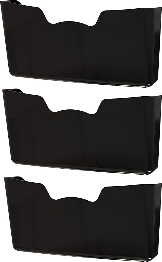 Simple Houseware Single Pocket Wall Mount for Hanging File Holder, 3 Packs, Black