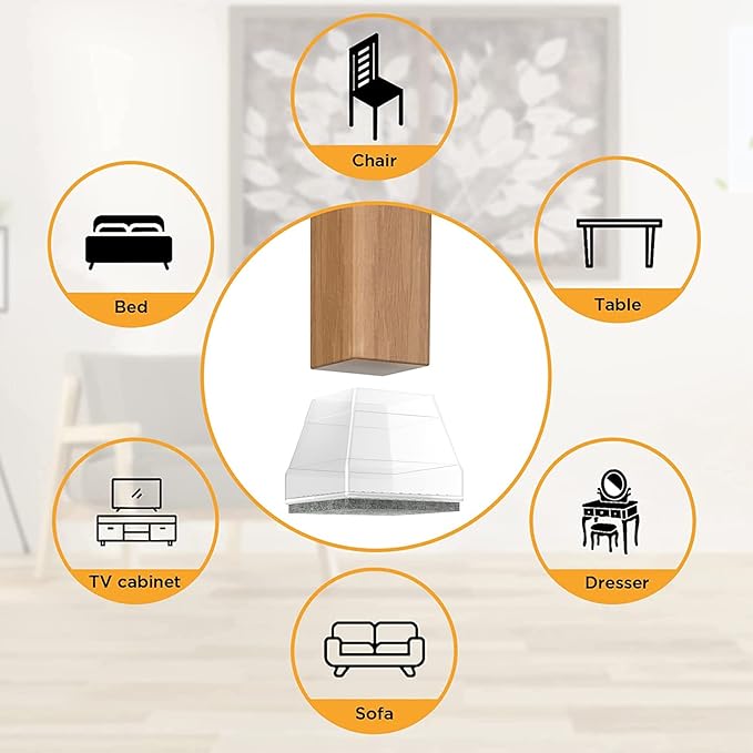 Square Chair Leg Protectors for Hardwood Floors,16 Pcs Silicone Felt Furniture Legs Caps to Prevent Floor from Scratches and Reduce Noise, Easy to Move, (Clear, Fit: 0.866-1.14").
