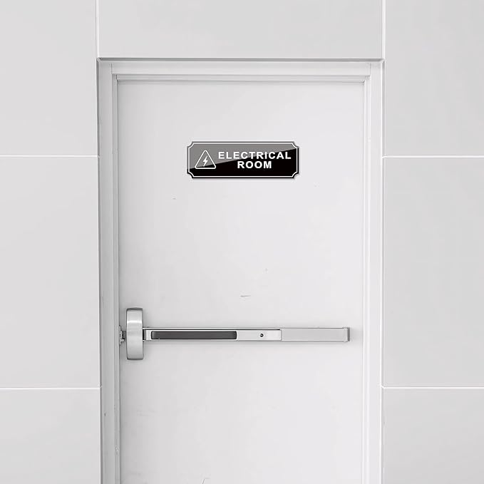 Electrical Room Door Sign for Business,Self-Adhesive Durable Modern Electrical Closet Room Sticker for Home, UV and Weather Resistant Authorized Personnel Only Signs for Business ,Workplace