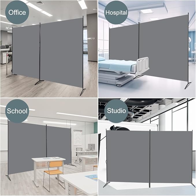 Room Divider 2 Panel Large Privacy Screens, 142''x72''H Upgraded Room Divider Wall for Room Partitions, Tall 6FT Partition Room Dividers Screen Panel for Bedroom Office School, Portable Partition Wall