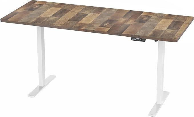 VIVO Electric 71 x 30 in Standing Desk, Memory Height Adjustment, 1B Series, Holds 220 lbs, Reclaimed Wood Top White Frame, DESK-KIT-1W7P