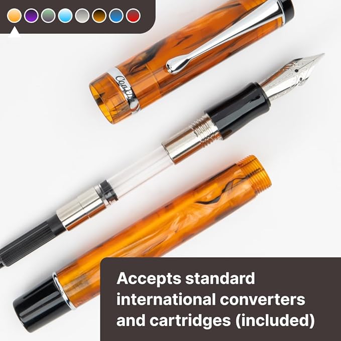 Conklin Duragraph Fountain Pen Orange Nights - Extra Fine Nib, Precision Writing Instrument with Vibrant Finish