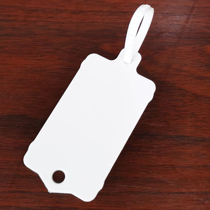 100pcs Reusable Blank Plastic Tags Ties Key Tags 1.45"*2.48" Serrated Tension Sealing Strap with Large Label Plastic Tie Mark Label Waterproof Hang Sign Write on Tag (White, 100pcs)