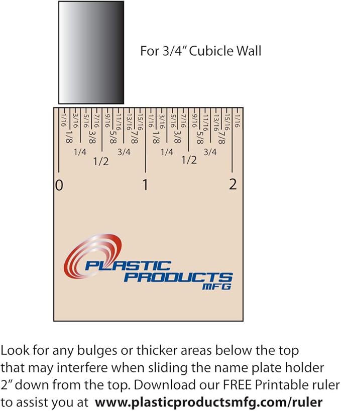Glass Wall Name Plate Holders - Single Sided 8-1/2" Wide x 2" high (50 - PK, 3/4" Cubicle Wall) by Plastic Products Mfg.