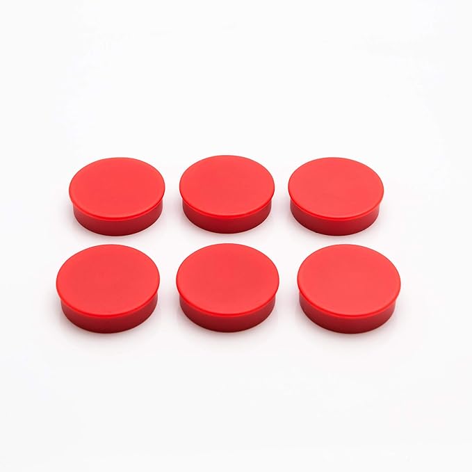 Bullseye Office 24 Round Red Fridge Magnets, Button Shaped, Small Colorful Magnetic Discs for Kitchen, Cabinet or Classroom, Perfect Whiteboard Supplies for Teachers (Red)