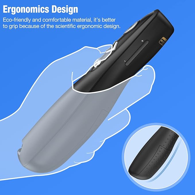 Presentation Clicker Wireless Presenter Remote for PowerPoint, RF 2.4GHz USB Powerpoint Clicker with Hyperlink & Volume Control PowerPoint Slide Advancer for Mac, Computer, Laptop