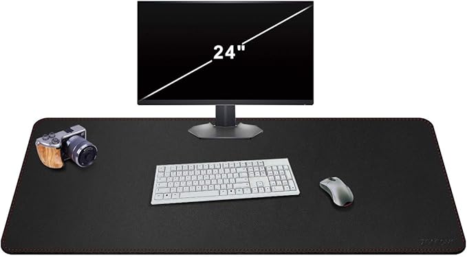 ZORESYN Large Mouse Pad (47.2" x 23.6") - PU Leather Extended Gaming Mousepad Desk Mat - Nonslip Base and Waterproof Desktop Keyboard Extended Mouse Mat (Black)