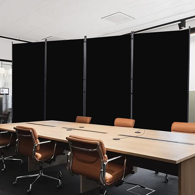 CHOSENM Room Divider, 4 Panel Folding Privacy Screens with Wider Support Feet, 6 Ft Portable Room Partition for Room Separator, 136" W X 71" H, Black