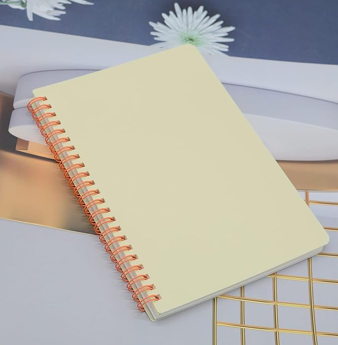 Yansanido Spiral Notebook, 4 Pcs 4 Color A5 Thick Plastic Hardcover 7mm College Ruled Paper 80 Sheets (160 Pages) Journal for School and Office Supplies (4 Pcs A5)