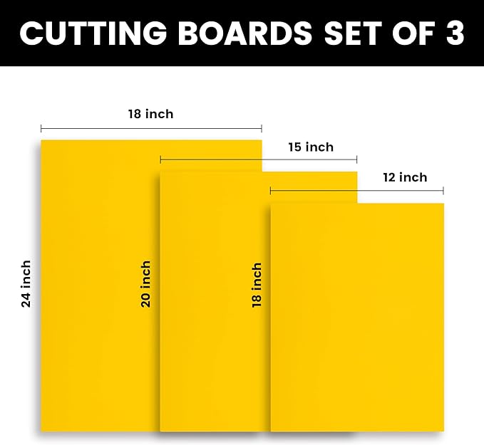 CMI Commercial Grade Cutting Board for Kitchens,Cutting Board Set,Thick White Plastic Chopping Board,24 x 18 x 1 Inch, White-Color 3 of Pack Set,NSF Approved