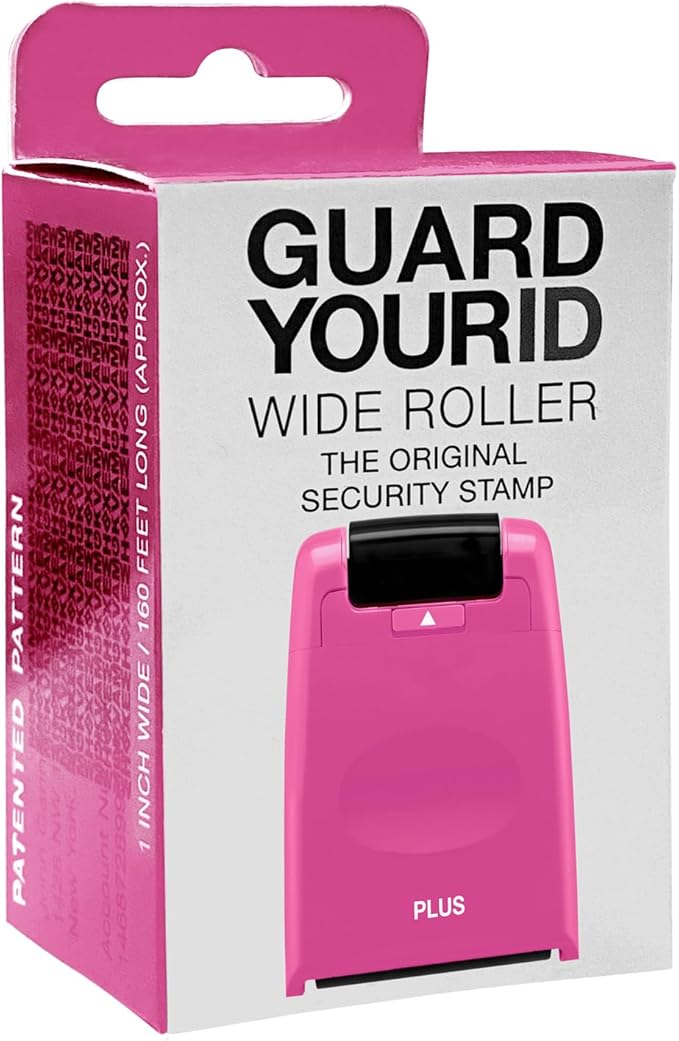 Guard Your ID Wide Stamp Roller for Identity Protection, Pink