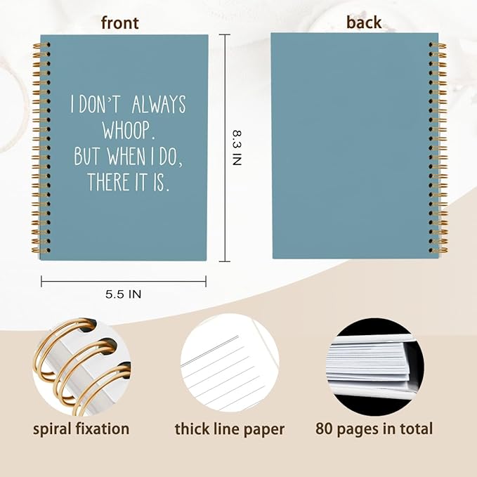 hold fizz Funny Office Notebooks for Work, Sarcastic Gifts, I Don't Always Whoop Sign, Office Desk Accessories, Funny Journal, Office Supplies for Desk, Blue Spiral Notebook 5.5 x 8.3
