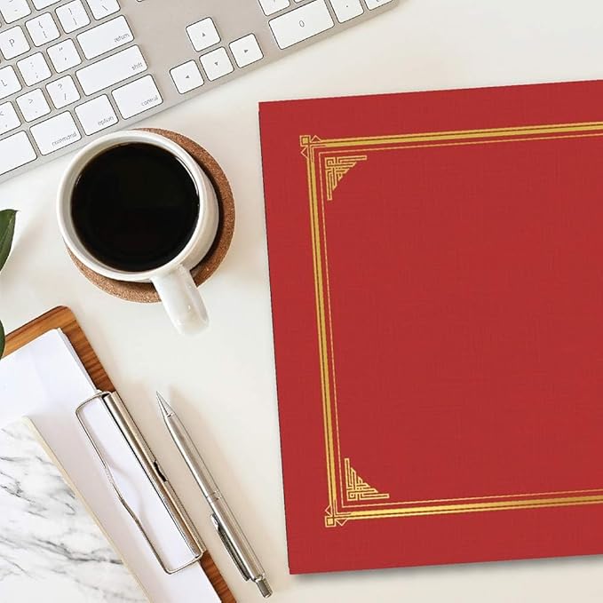 Geographics Classic Linen Red Certificate Holders with Gold Foil Border, 9.75" x 12.5", Pack of 6 – Premium Document Covers for Awards, Diplomas & Certificates