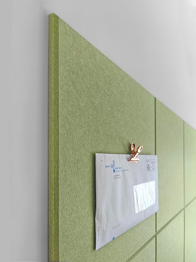 DECORITA Felt Wall Tiles | Large Cork Board Alternative | Aesthetic Felt Bulletin Board for Office, Home & Classroom | Large Cork Boards for Walls Pinboard (12-Pack) | Spring Green