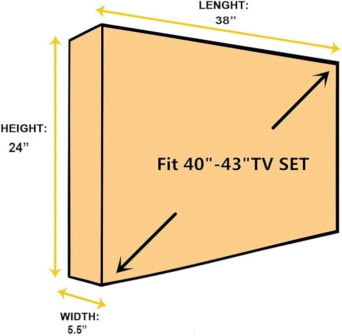 BroilPro Accessories Outdoor 40"-43" TV Set Cover,Scratch Resistant Liner Protect LED Screen Best-Compatible with Standard Mounts and Stands (Black)