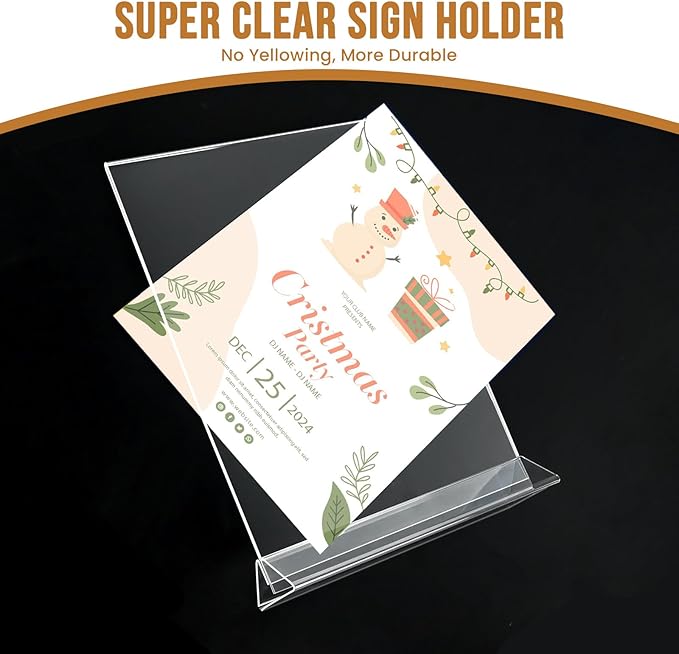 NICELINK 9 Pack Acrylic Sign Holder 8.5x11 Inch, Double Sided Clear Flyer Display Stand, Plastic Menu Stand, Table Top Sign Picture Paper Frames for Wedding table Number Office Store Restaurant