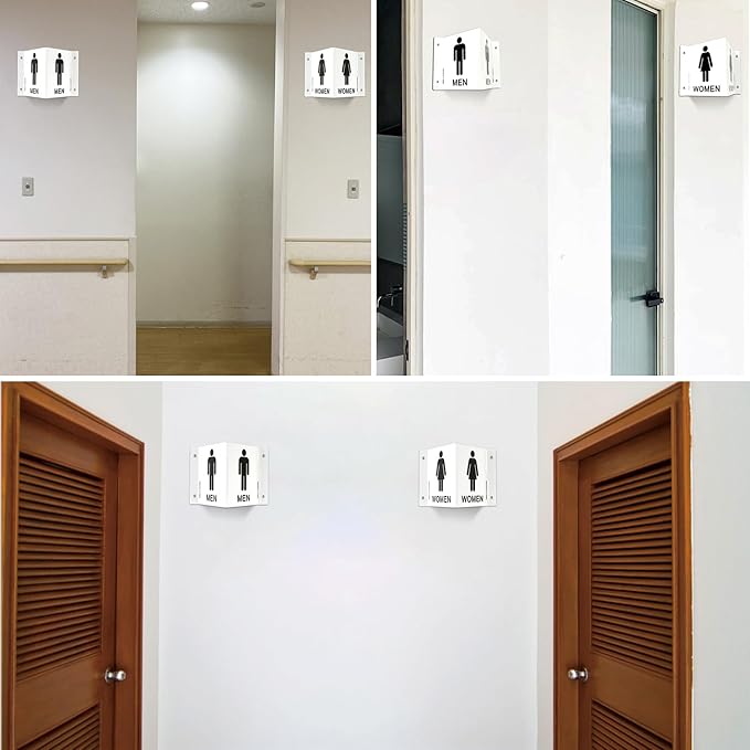 Faittoo Restroom Sign, Bathroom Signs, 2 Pack 6 x 8 Inches Acrylic Sign, for Office or Business Bathroom and Toilet Door or Wall Decor, Indoor Outdoor Use, White (Men and women Set)