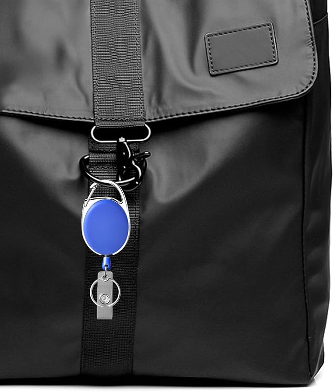 Retractable Badge Holder with Carabiner Reel Clip and Key Ring for ID Card Key Keychain Holders Blue 10 Pieces by Moever