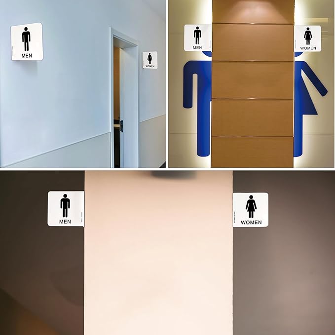 Faittoo Restroom Sign, Bathroom Signs, 2 Pack 6 x 6 Inches Acrylic Sign, for Office or Business Bathroom and Toilet Door or Wall Decor, Indoor Outdoor Use (Men and women Set)