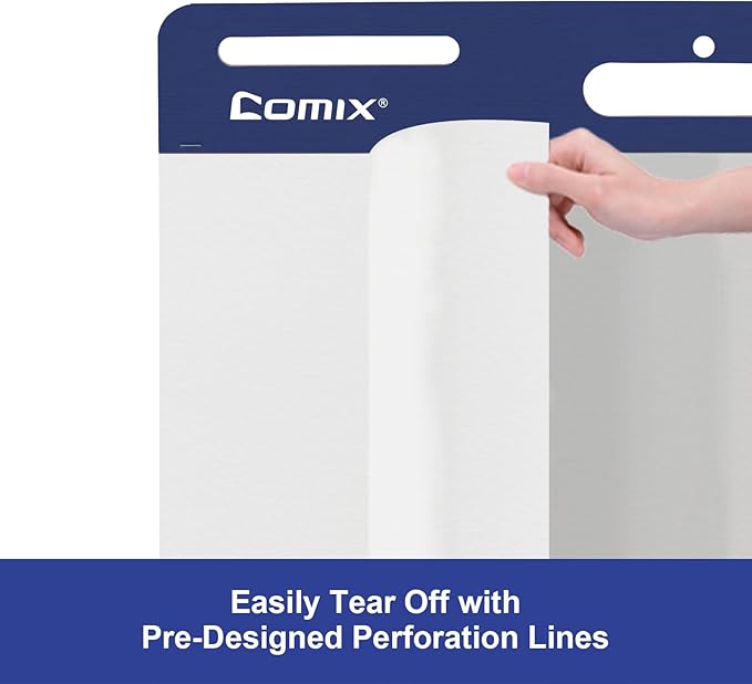 Comix Sticky Easel Pad, 20 x 23 Inches Flip Chart Paper for Teachers, Large Self Stick Easel Paper, 30 Sheets/Pad, 12 Pads/Pack