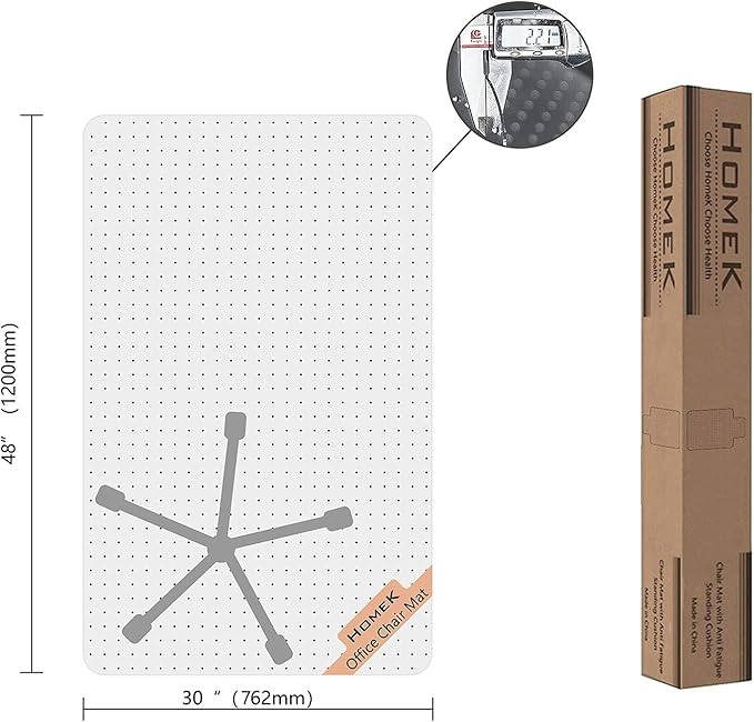 Office Chair Mat for Low Pile Carpet, 30" x 48" Transparent Office Desk Chair Mat for Carpeted Floors, Studded Carpet Floors Protector Mat for Home & Offices