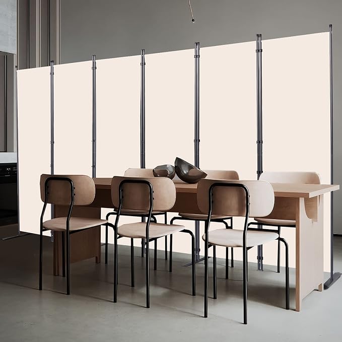 CHOSENM Room Divider, 6 Panel Folding Privacy Screens with Wider Support Feet, 6 Ft Portable Room Partition for Room Separator, 132" W X 71" H, Beige
