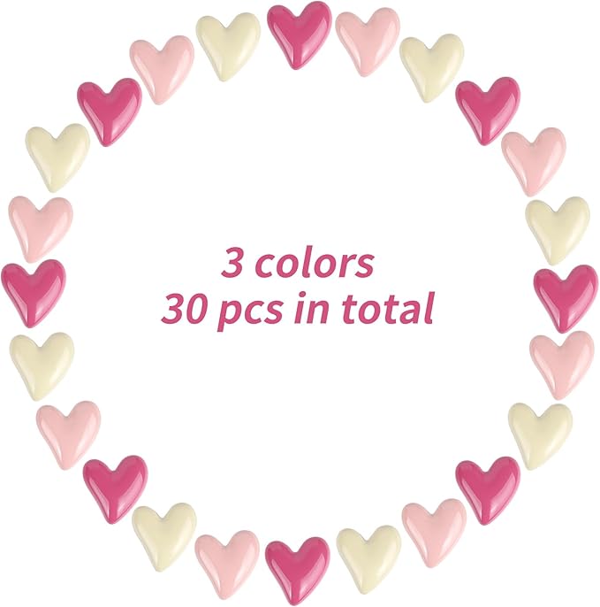 30pcs Heart Push Pins, Decorative Push Pin Pink Cute for Bulletin Fun Push Pins Thumb Tacks Decorative for Photo Wall, Feature Wall,Map, Bulletin Board, Office or Home