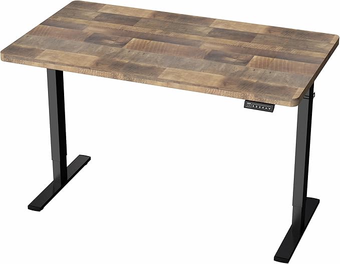 VIVO Electric 43 x 24 in Standing Desk, Memory Height Adjustment, 1B Series, Holds 220 lbs, One-Piece Reclaimed Wood Top, Black Frame, DESK-KIT-1B4P