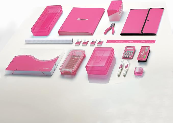 Enday Index Card Holder Pink, 3x5 Note Flash Card Organizer Case, Index Card File w/flip top, Notecard Recipe, Holder, Holds 250 Cards, Also Available in Purple, Red, Green, Blue, Grey (36 PC)