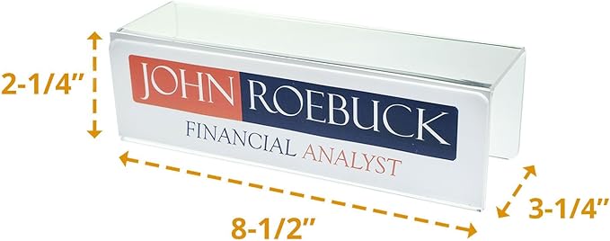 Source One Deluxe Clear Acrylic Cubicle Name Plates (3 1/4 Inch Hook, Name Plate)