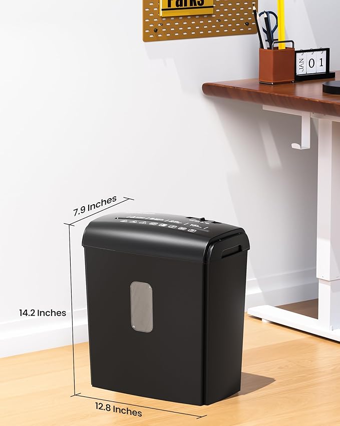 Locksworth 8-Sheet Micro Cut Paper Shredder P-4 High Security for Home Office Use with Handle, Shreds Credit Card/Staple 4 Gallons(Black) Visual Window Wastebasket