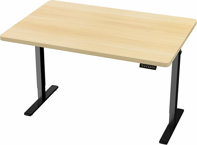 VIVO Electric 48 x 30 in Standing Desk, Memory Height Adjustment, 1B Series, Holds 220 lbs, One-Piece Light Wood Top, Black Frame, DESK-KIT-1B5C