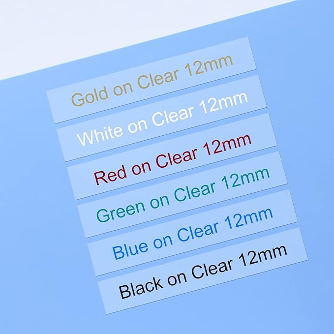 COLORTY Replacement for Brother P-Touch Label Maker Tape TZe 12mm 0.47 Clear Ribbon Laminated TZ Color on Transparent Refills for Ptouch PT-D210 D220 H110 1000 1280 D400 Cube, 1/2" x 26.2', 6 Pack