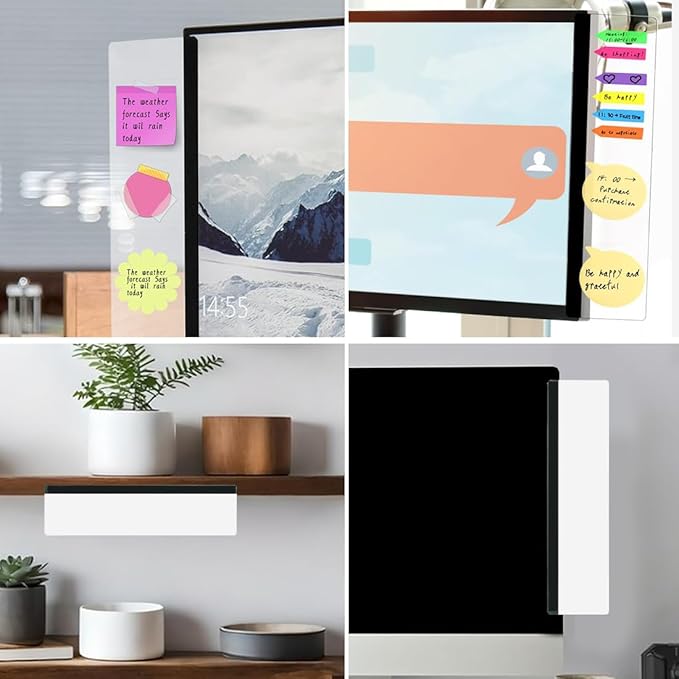 Monitor Memo Board 2Pcs Office Desk Accessories Computer Monitor Sticky Note Holder for Computer Screen Acrylic Desktop Memo Board for Women Men Home Office