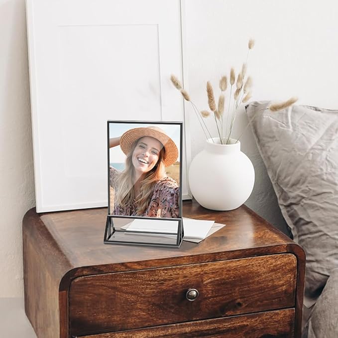 PPH-Sisy Acrylic Sign Holder 4x6 Display Stand, Clear and Stable Table Plastic Paper Holder, Acrylic Frames for Home Office Shop Photo Frames Exhibition Black (6pcs)