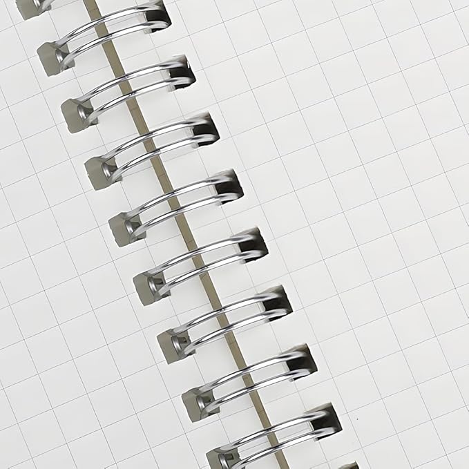 120 GSM Thick Paper Graph Spiral Notebooks 8.5" × 11" with Removable Elastic Band and Transparent Hard Cover, 2PCS Large Size Grid Notepads 160 Pages per Pack for Students, Engineers (2 Pack, A4)