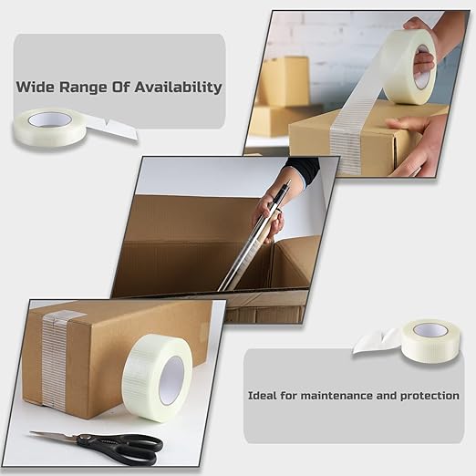 Lichamp Fiberglass Tape 1 inch, 2 Pack 60 Yards (120 Total Yards) Filament Tape Nylon Fiber Glass Tapes