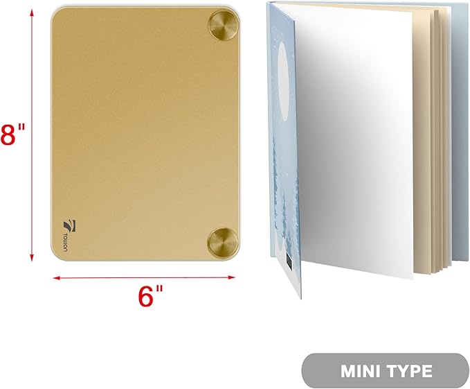 Gold Metallic Glossy Mirror Small White Board with Nail Support, Mini Desktop Glass Whiteboard, Desk White Board Dry Erase with Accessories, Stenography Artifact for Office Homeschooling Décor, 8x6''