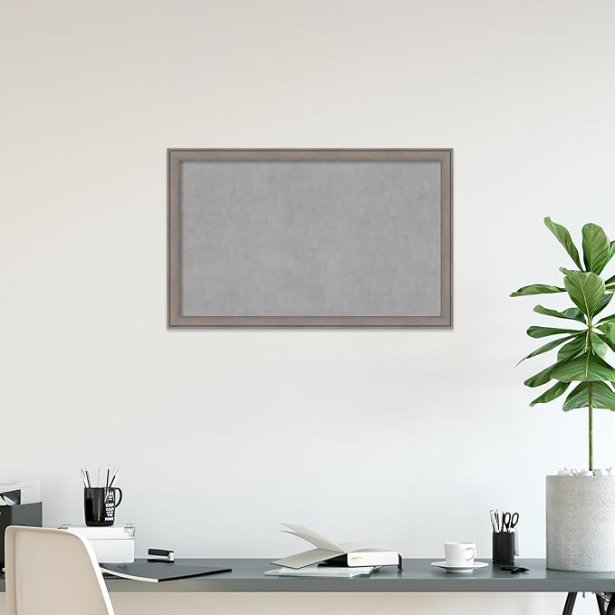 Amanti Art Grey Framed Magnetic Board 27x43 Large Vision Board for use with Magnets, 100% Metal Sheet to Display Items as Office Decor or for Home Organization in mudroom, Kitchen or Kids Room
